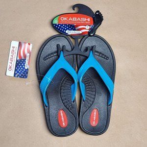Okabashi Marina Flip Flop Medium Blue/Black 7-8